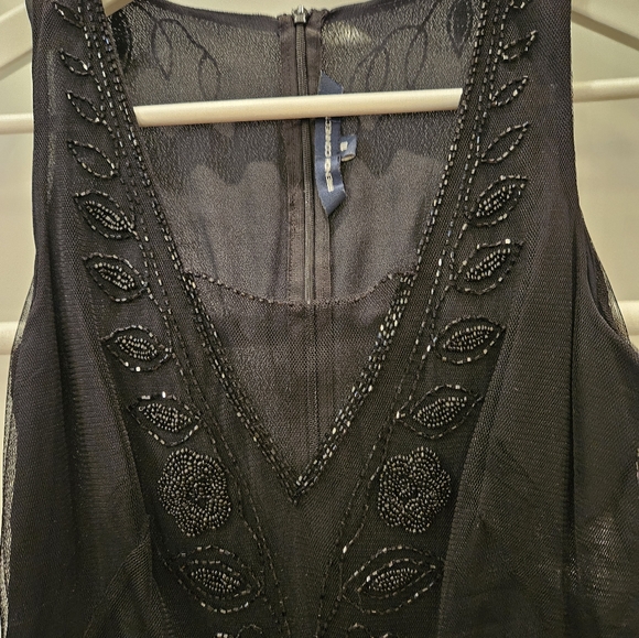 Black beaded chiffon top S - Picture 3 of 4
